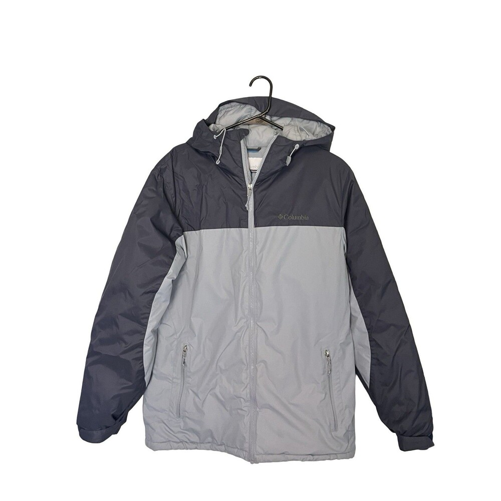 Columbia Men’s M Gray Hooded Waterproof Jacket Insulated Full Zip Winter Coat